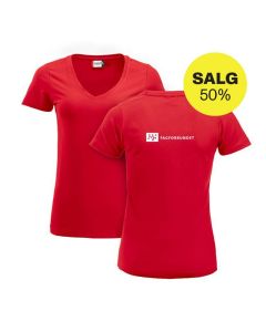 T-skjorte med v-hals - dame - rød